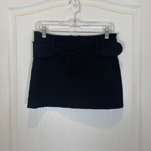 Y2K Vintage LaROK Early 2000's Quilted Mini Skirt‎ Black with Wide Belt XS